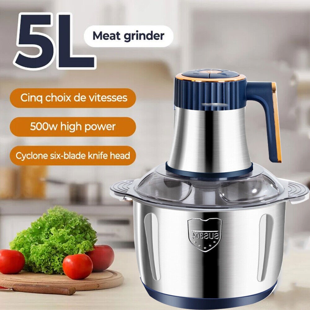 5L Electric Meat Grinder Mincer Mixer Home Blender Mini Food Chopper Processor