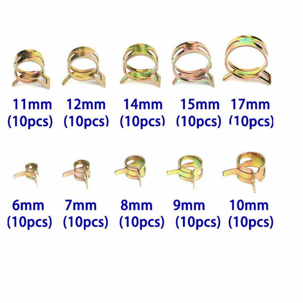 Spring Hose Clips/Clamps Fuel Air Gas Water Pipe Self Clamping 100Pcs GB