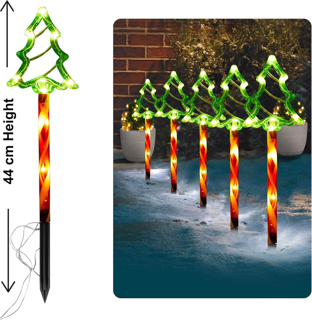 Christmas Tree LED Stake Lights Home Garden Pathway Lights Outdoor Decor 5 Pack