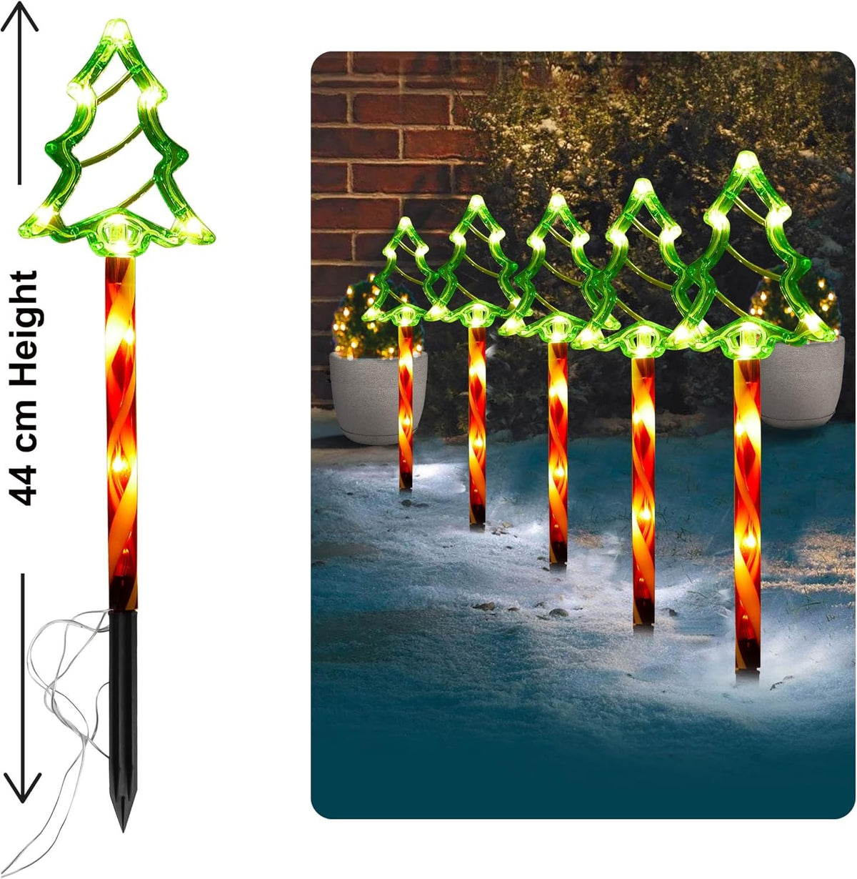 Christmas Tree LED Stake Lights Home Garden Pathway Lights Outdoor Decor 5 Pack