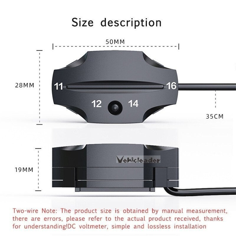 12V Motorcycle LED Digital Voltmeter Voltage Meter Battery Gauge Volt Detector