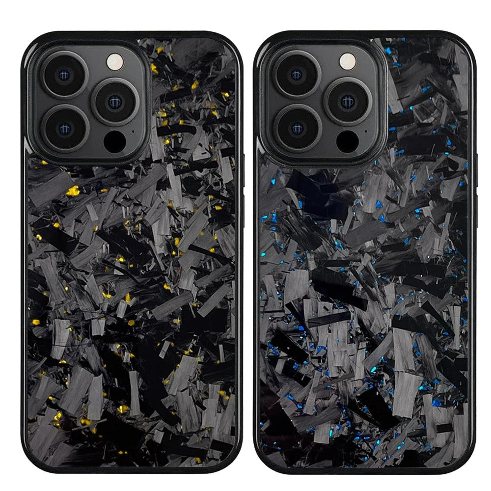 Glossy Forged Carbon Fiber Case for iPhone 16 Pro Max 15 14 Magsafe Armor Cover