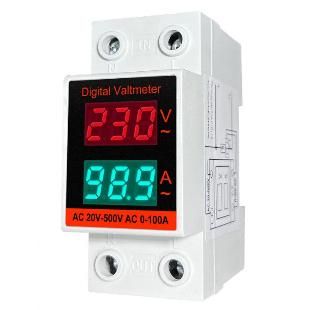 Din Rail AC Monitor Single Phase Voltage Current Power Meter Voltmeter Ammeter