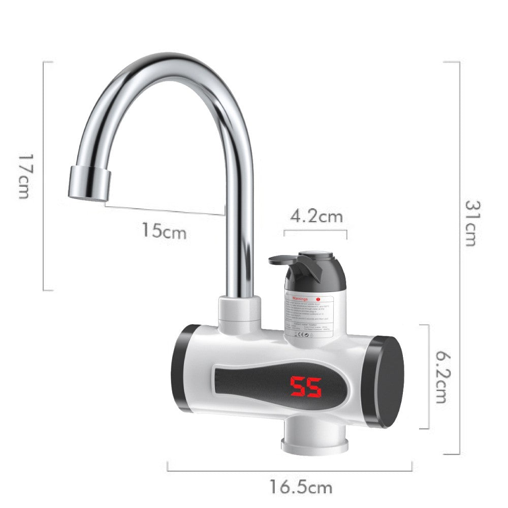 360° LED Electric Heater Faucet Tap Instant Hot Water Bathroom Kitchen Fast Heat