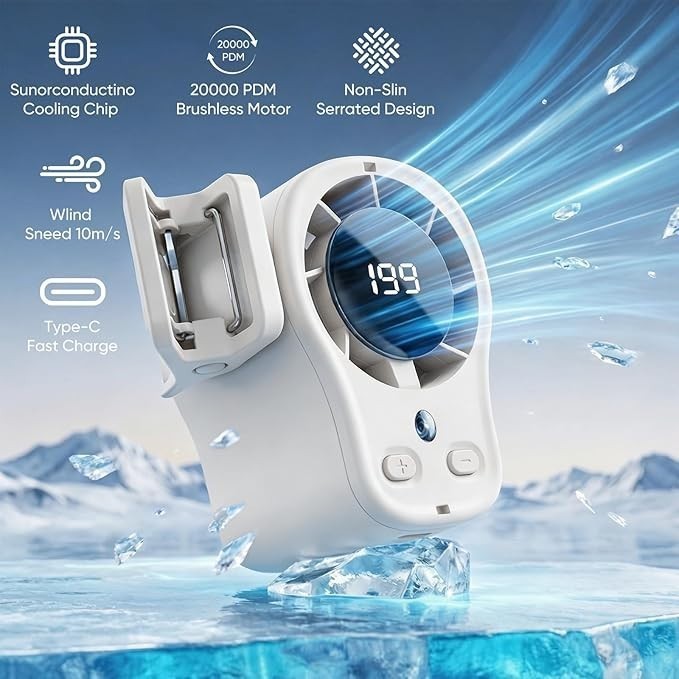 2026 Car Clip on 360° Air Conditioner Fan with LED Display,USB Rechargeable Fan