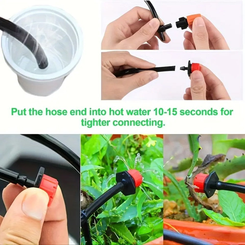 50M Drip Irrigation System Kit Garden Watering Hose Spray Nozzles