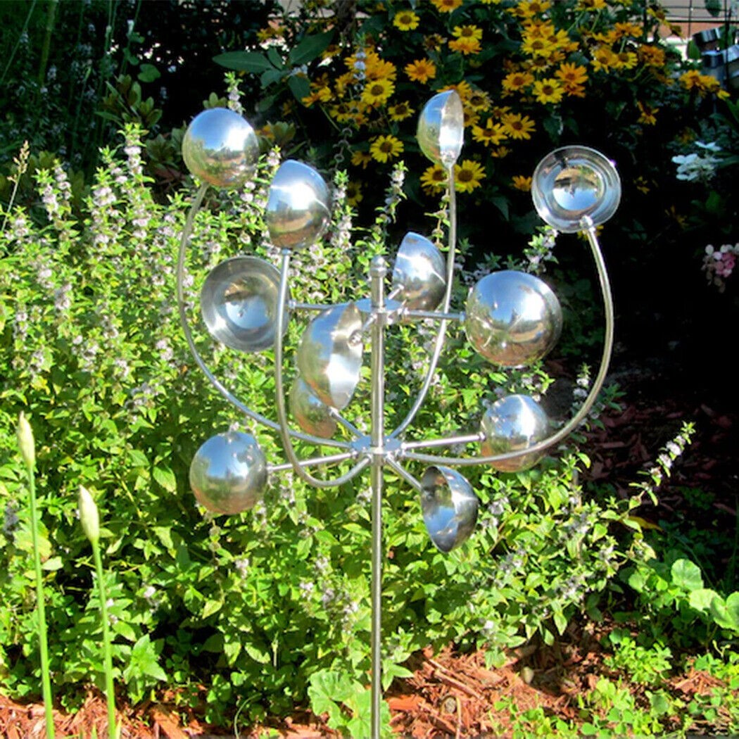 Wind Powered Kinetic Sculpture Unique And Magical Metal Windmill Spinner Garden