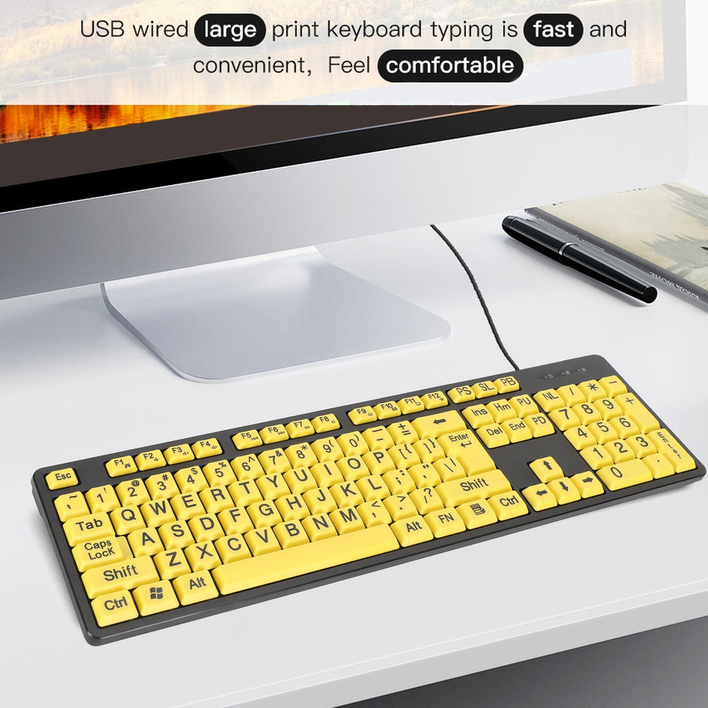 104 Keys Large Print Computer Keyboard For Seniors Comfortable Typing