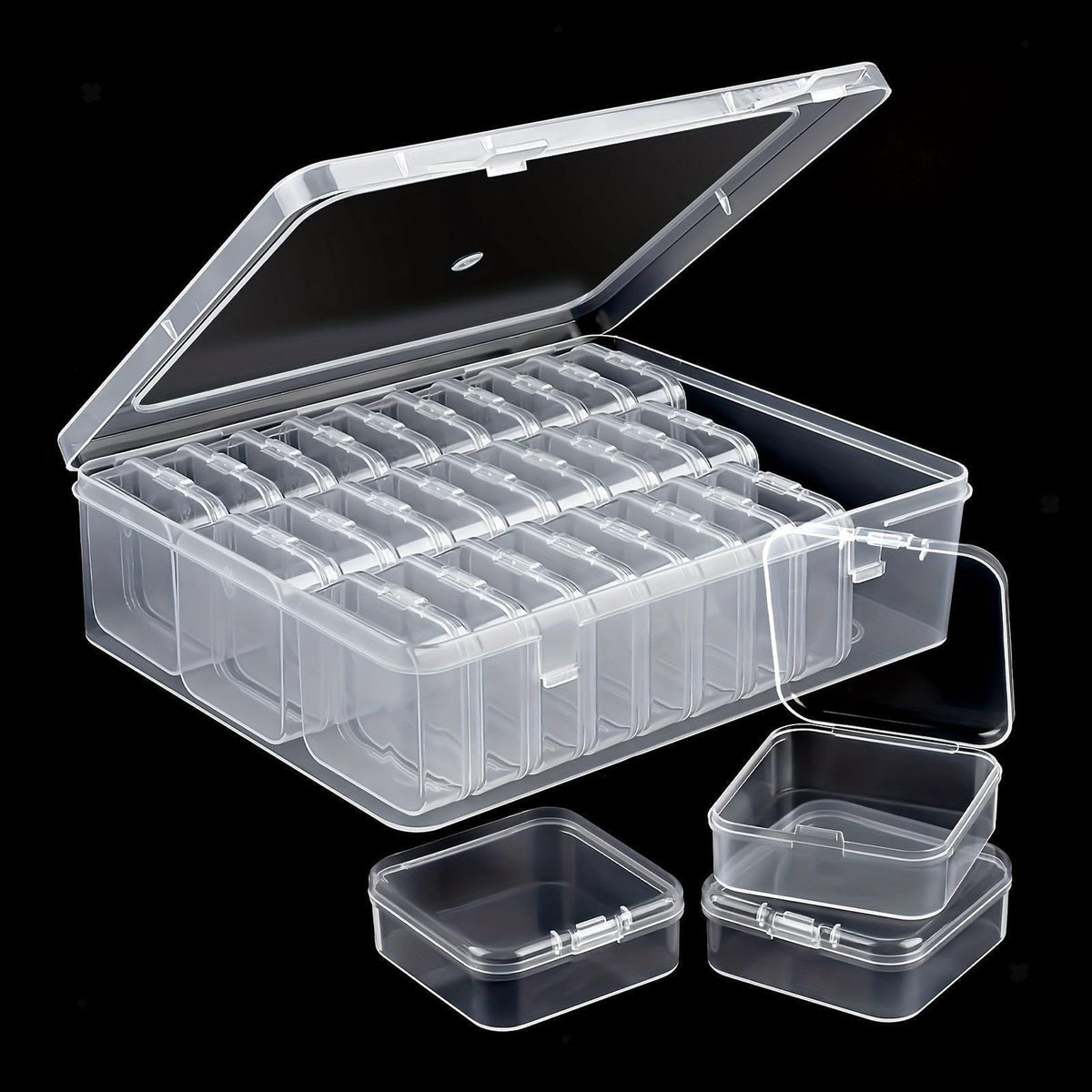 30 Compartments Clear Plastic Jewelry Storage Box Earring Organizer Case