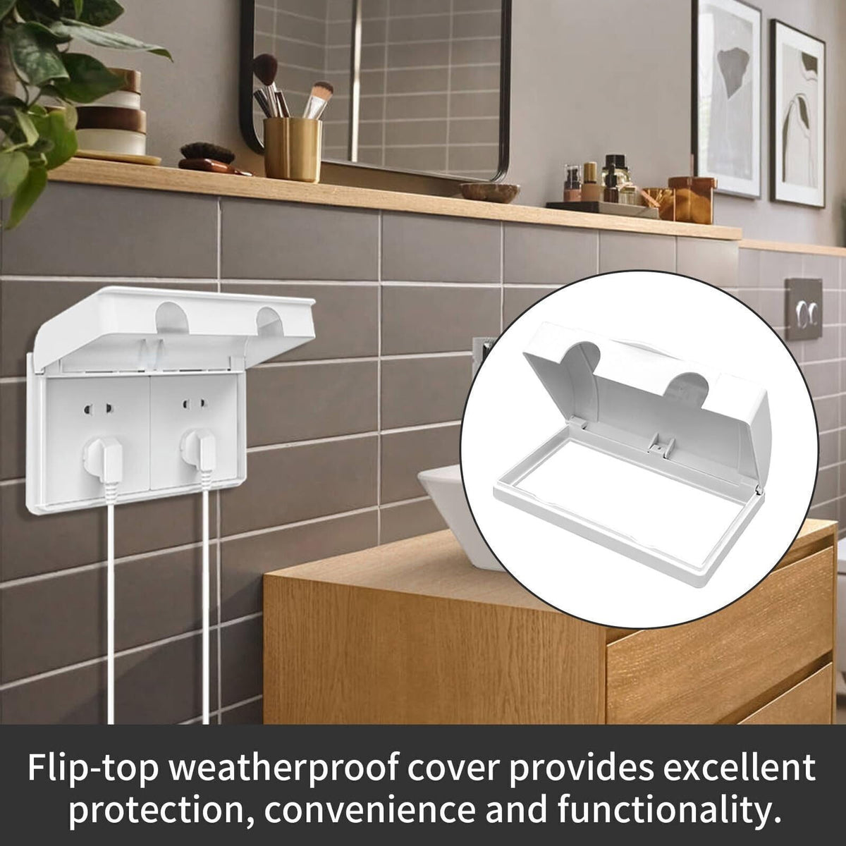 Double Socket Protector Cover Type Waterproof Box Child Safety Electric Plug