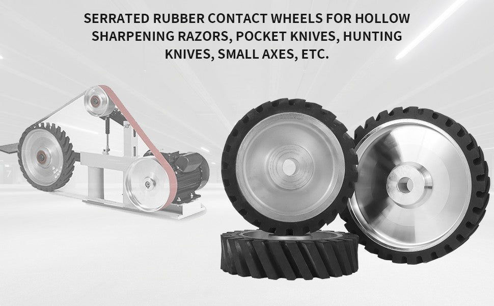 150mm/200mm/250mm Black Rubber Serrated Sand belt Grinding Contact Wheel