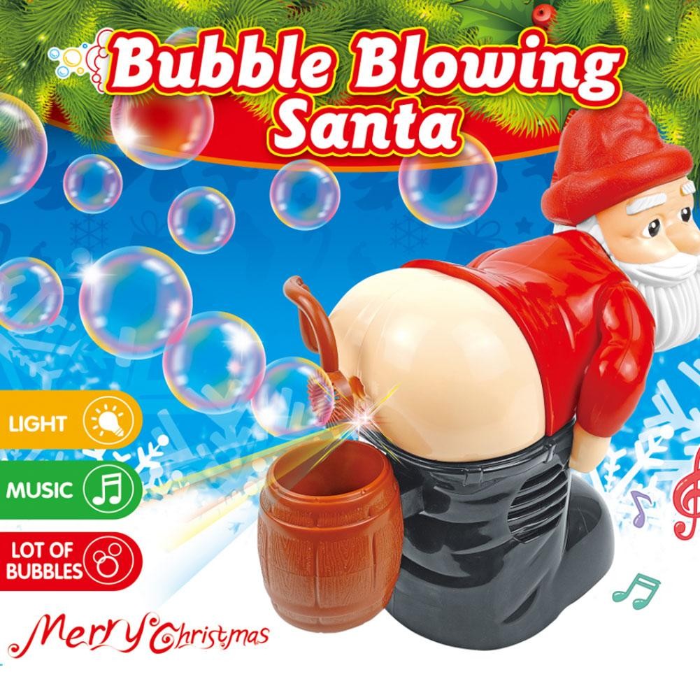 Christmas Bubble Blowing Machine From Santa Claus Butt Funny Props Xmas