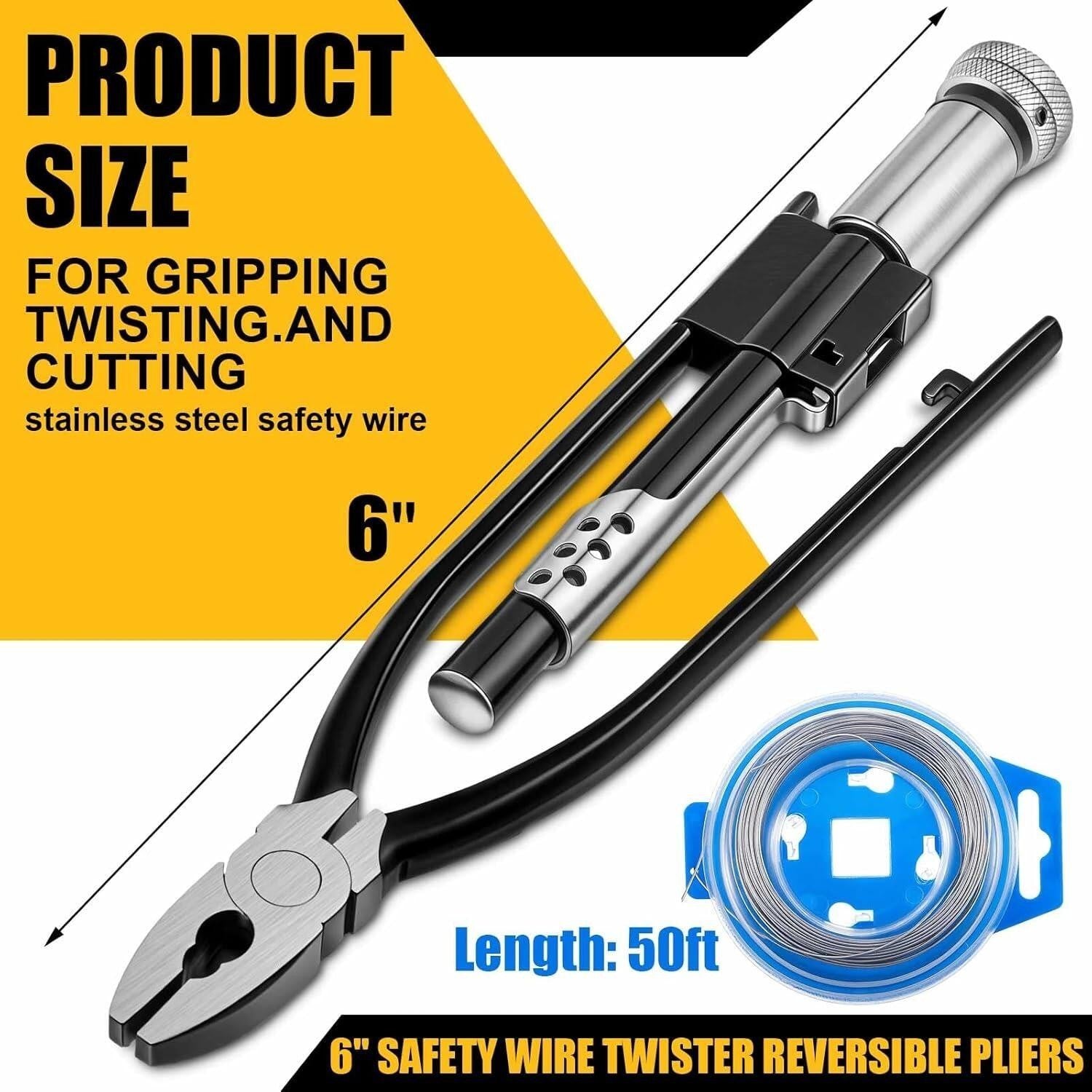 6inch Aircraft Safety Wire Twisting Pliers Set Lock Twister Tool / 15M