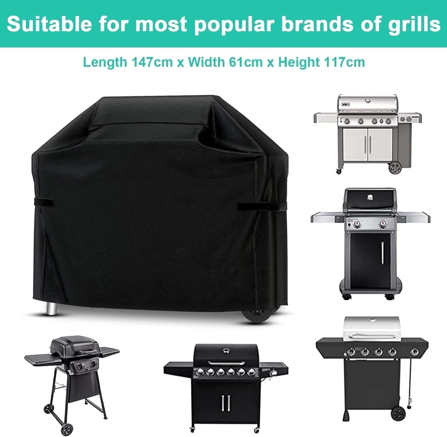 Heavy Duty BBQ Cover Waterproof Barbecue Grill Protector Outdoor 145X61X117CM