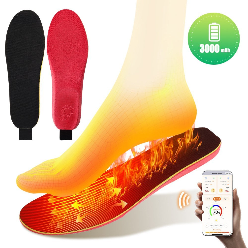 1 Pair Heated Insoles with APP Control Rechargeable Thermal Insoles Foot Warmers