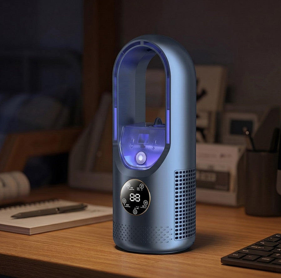Portable Air 6 Speed Silent Timer Air Conditioner Cooler Leafless Electric Fan