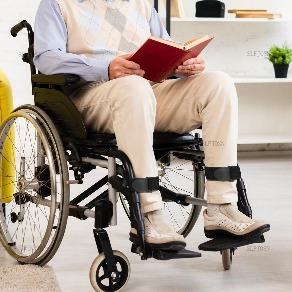 2x Wheelchair Leg Strap Restraints for Elderly Wheelchair Foot Rest Strap safety