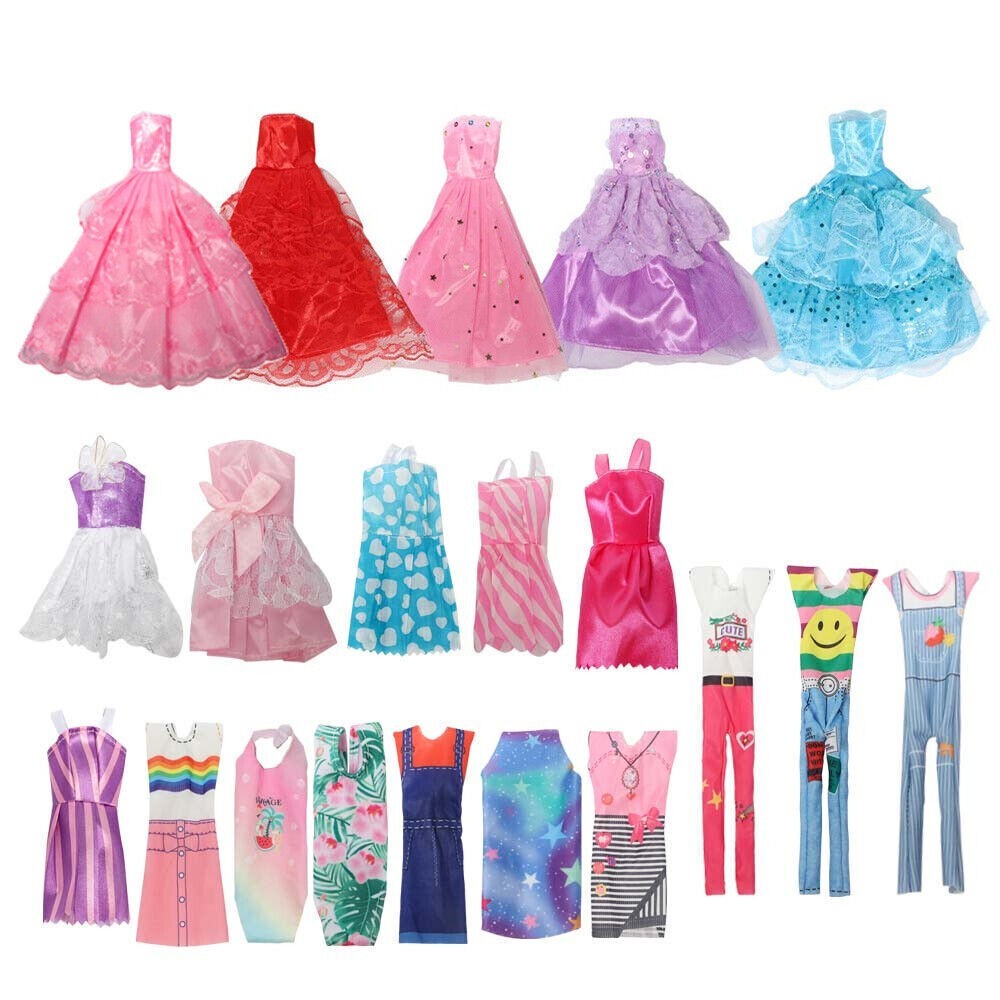 32/50Pcs Barbie Doll Clothes Bundle Dresses Shoes and Accessories Girl Toy Gift