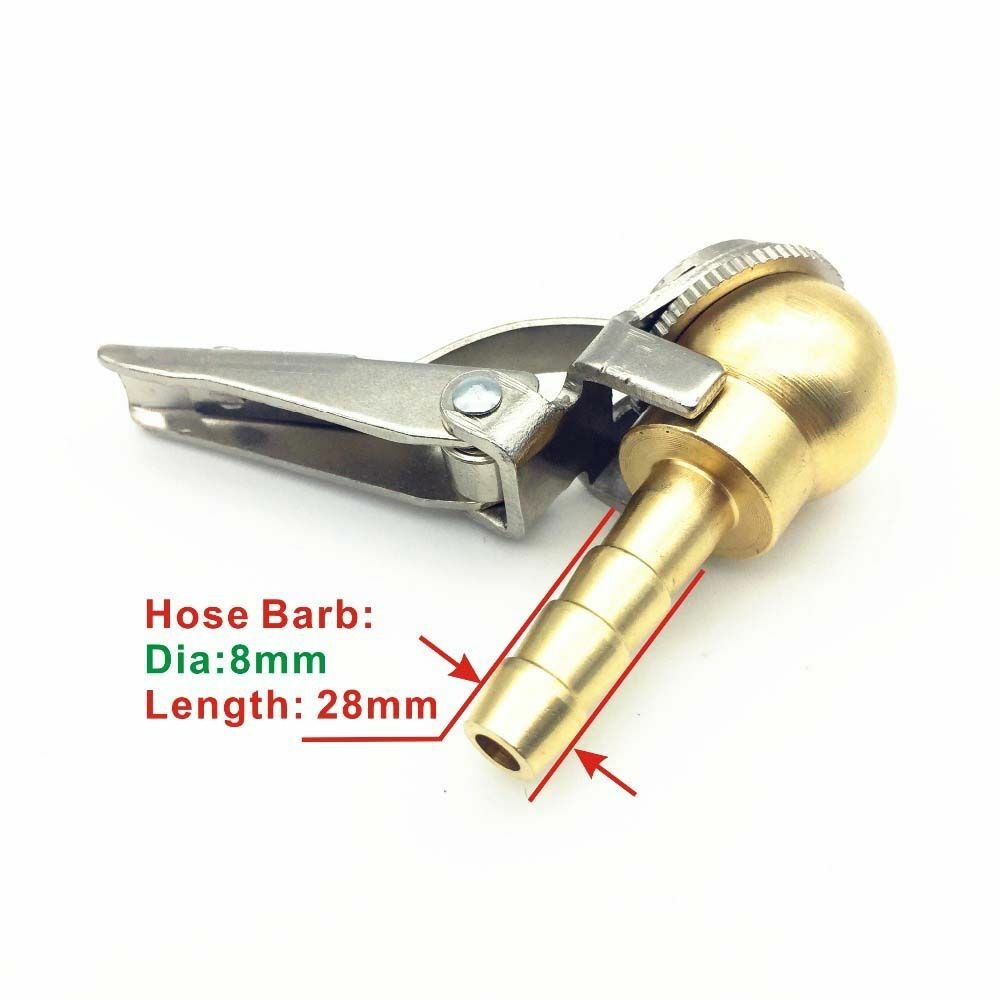 1pc Tyre Valve Air Chuck Inflator Pump Connector Adapter Brass Clip on Car