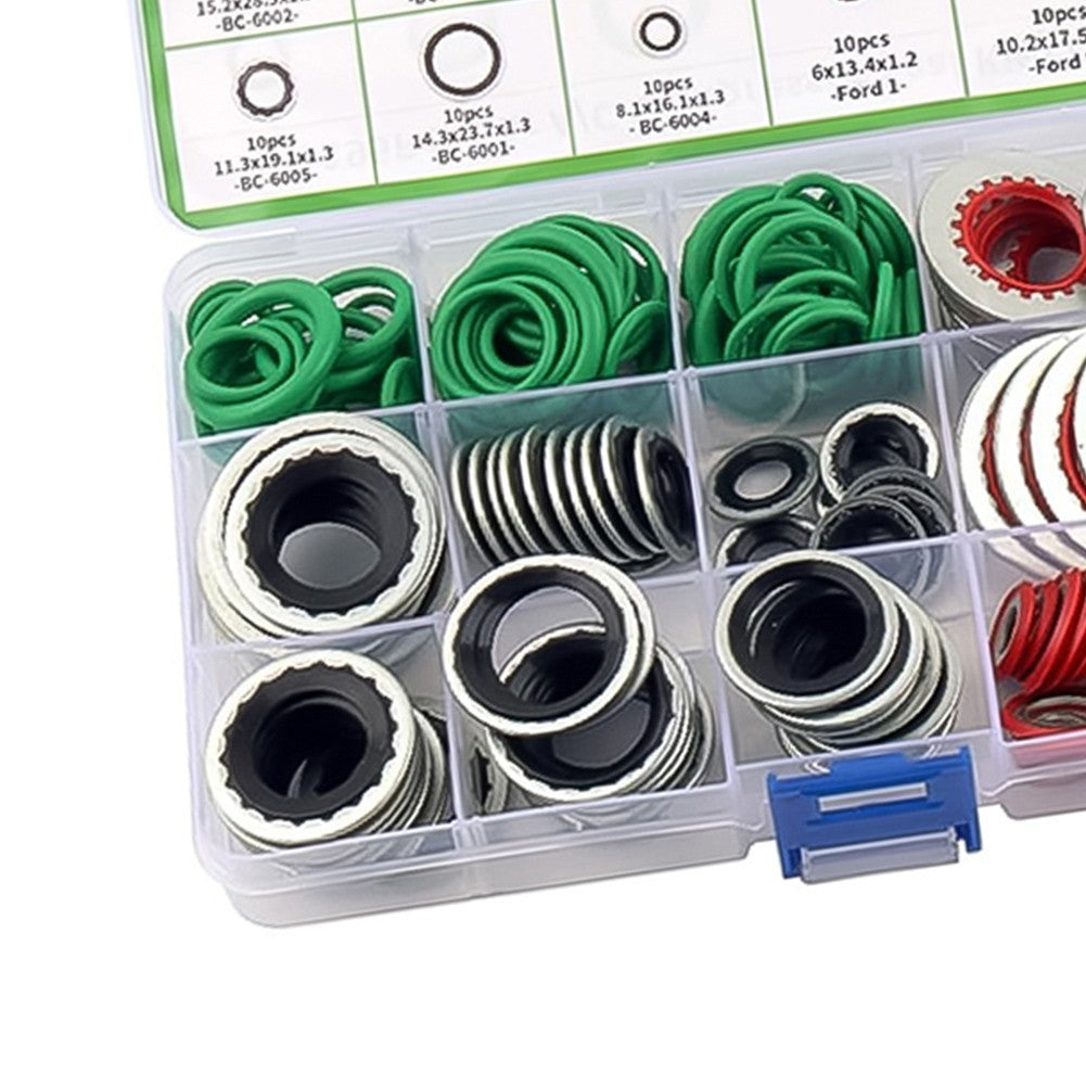 195PCS Aircon Seal Kit O Ring Sealing Washer Set for AC Repair Service
