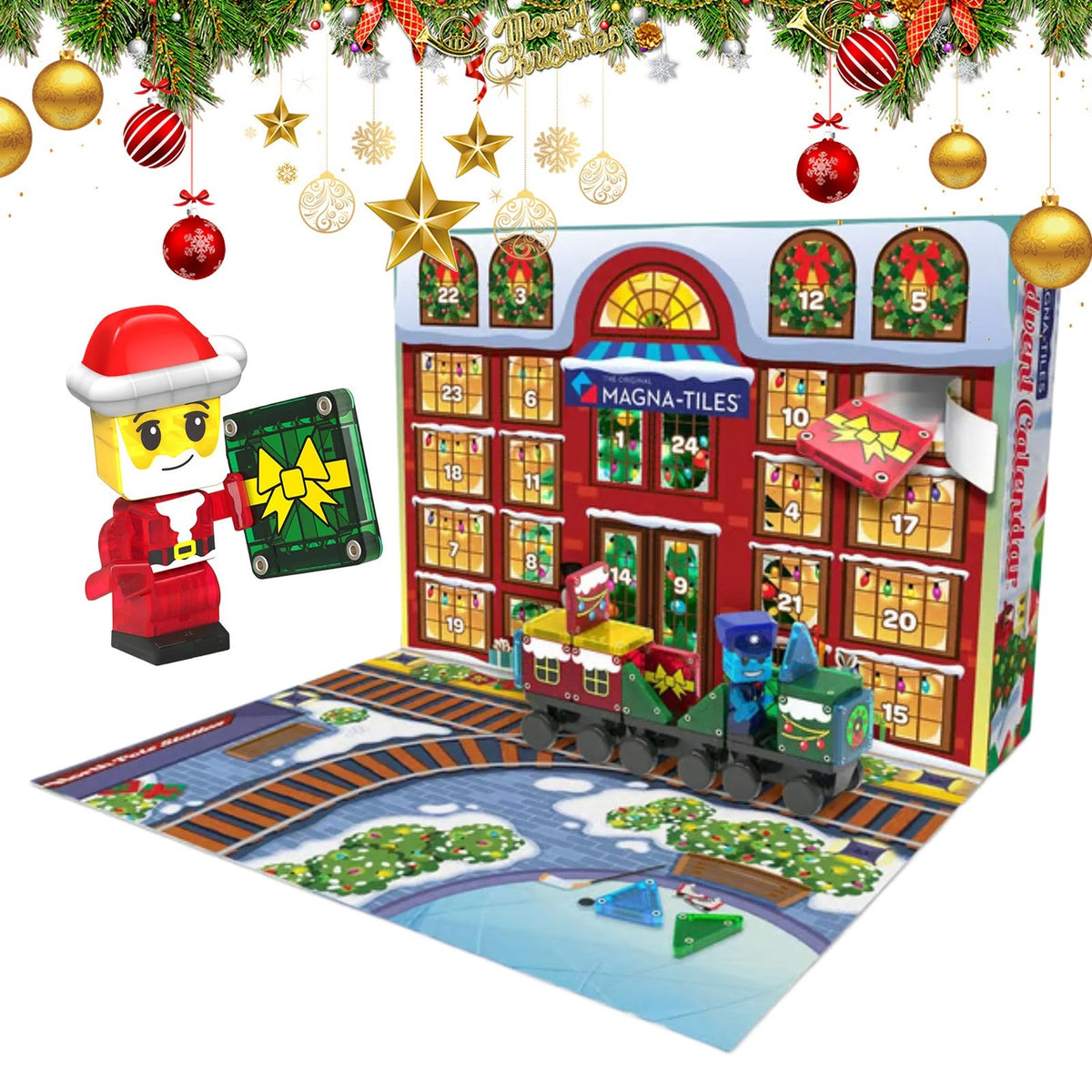 MAGNA-TILES Advent Calendar 24-Piece Magnetic Construction Set Christmas Gift