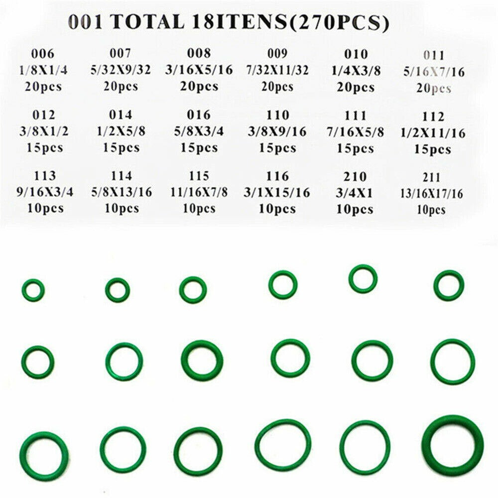 270X Rubber O Ring Fluorine Assortment Set Universal Oil Gasket Seal Kit Box