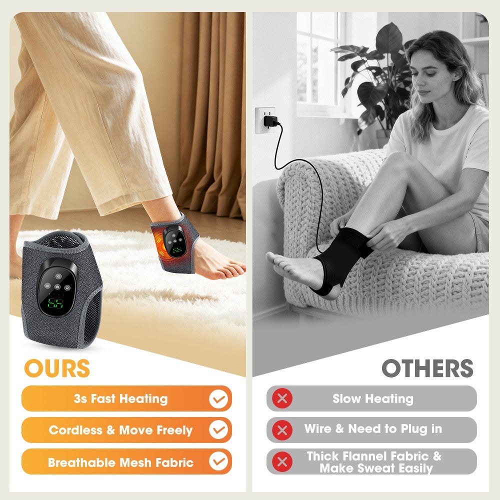 Cordless Foot Ankle Massager Heat & Vibration for Plantar Fasciitis Pain Relief