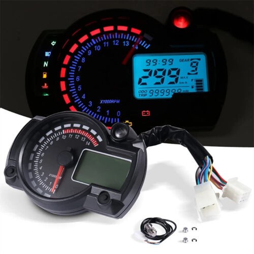 Motorcycle LCD Digital Speedometer Tachometer Gauge Motorbike Odometer Universal