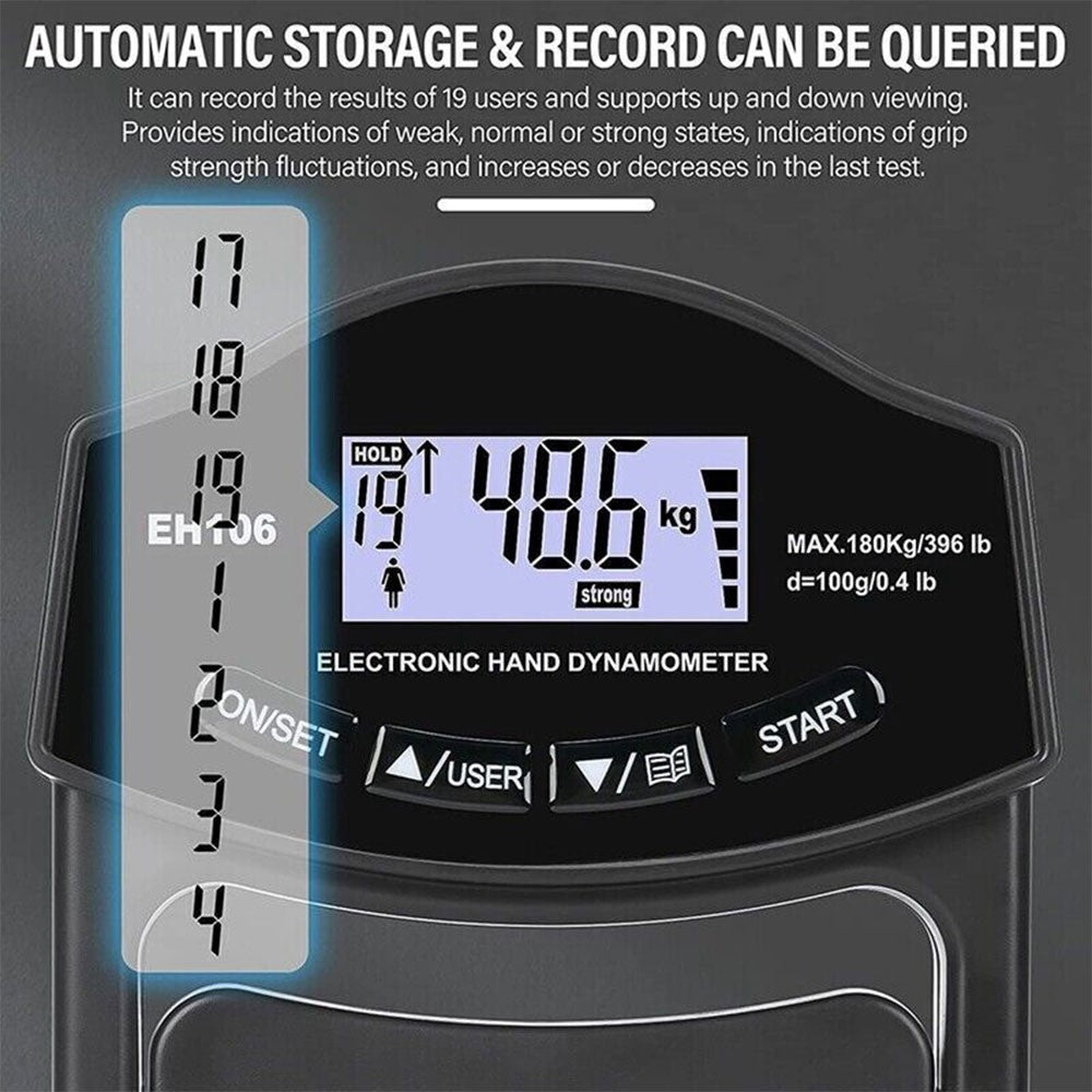 Electronic Hand Dynamometer Grip Strength Trainer Tester LCD Digital Display UK