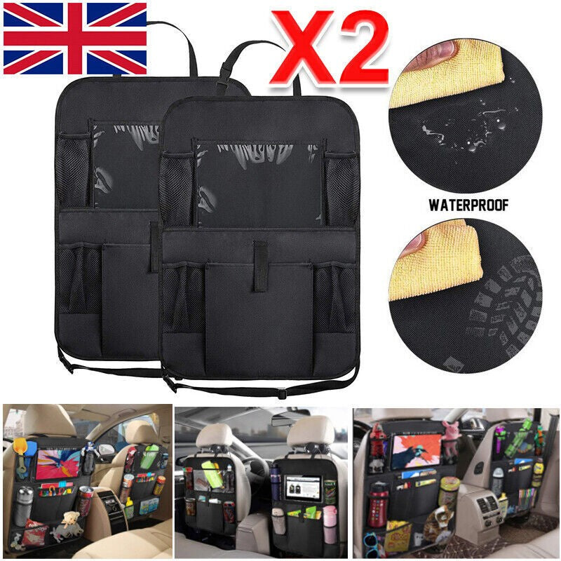 2PCS Car Seat Back Organiser Multi Pocket Storage Bag Pouch Holder Interior Tidy