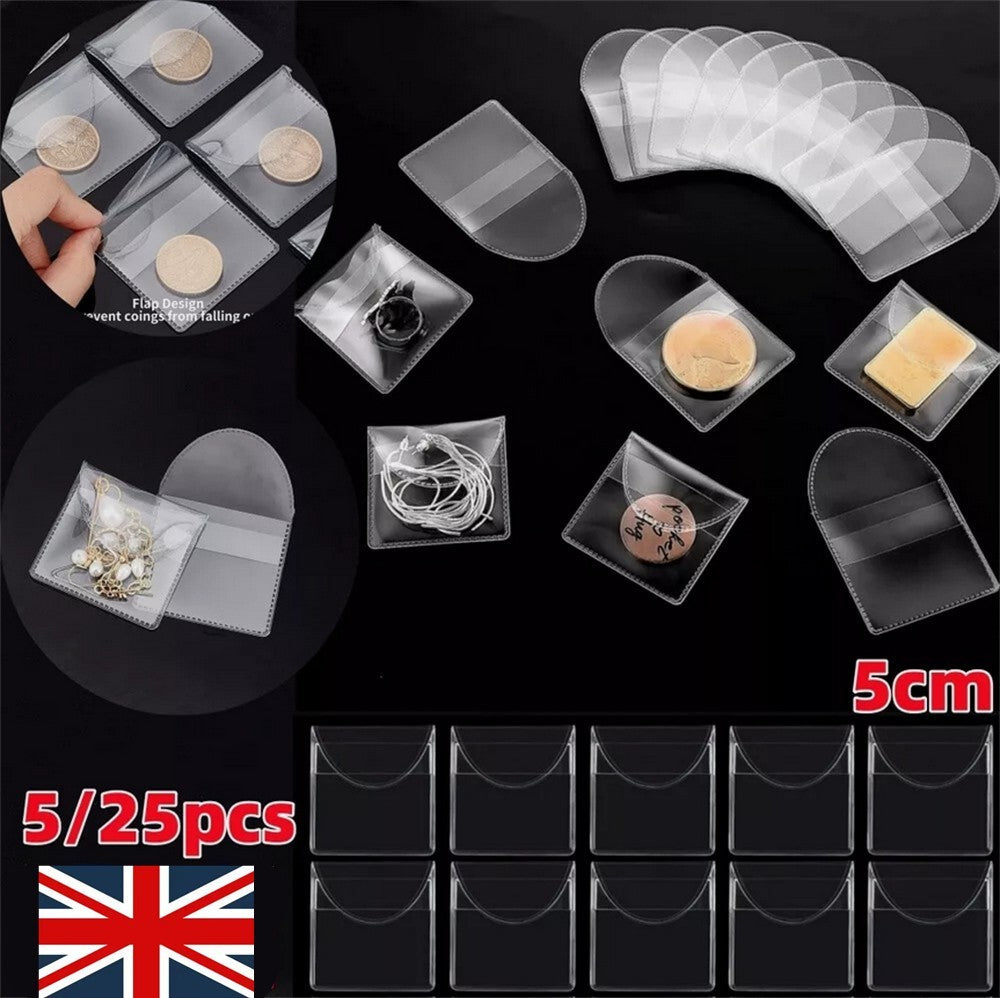 25x Single Pocket Coin Sleeves Holders 2inch Coin Flips Plastic Coin Protector
