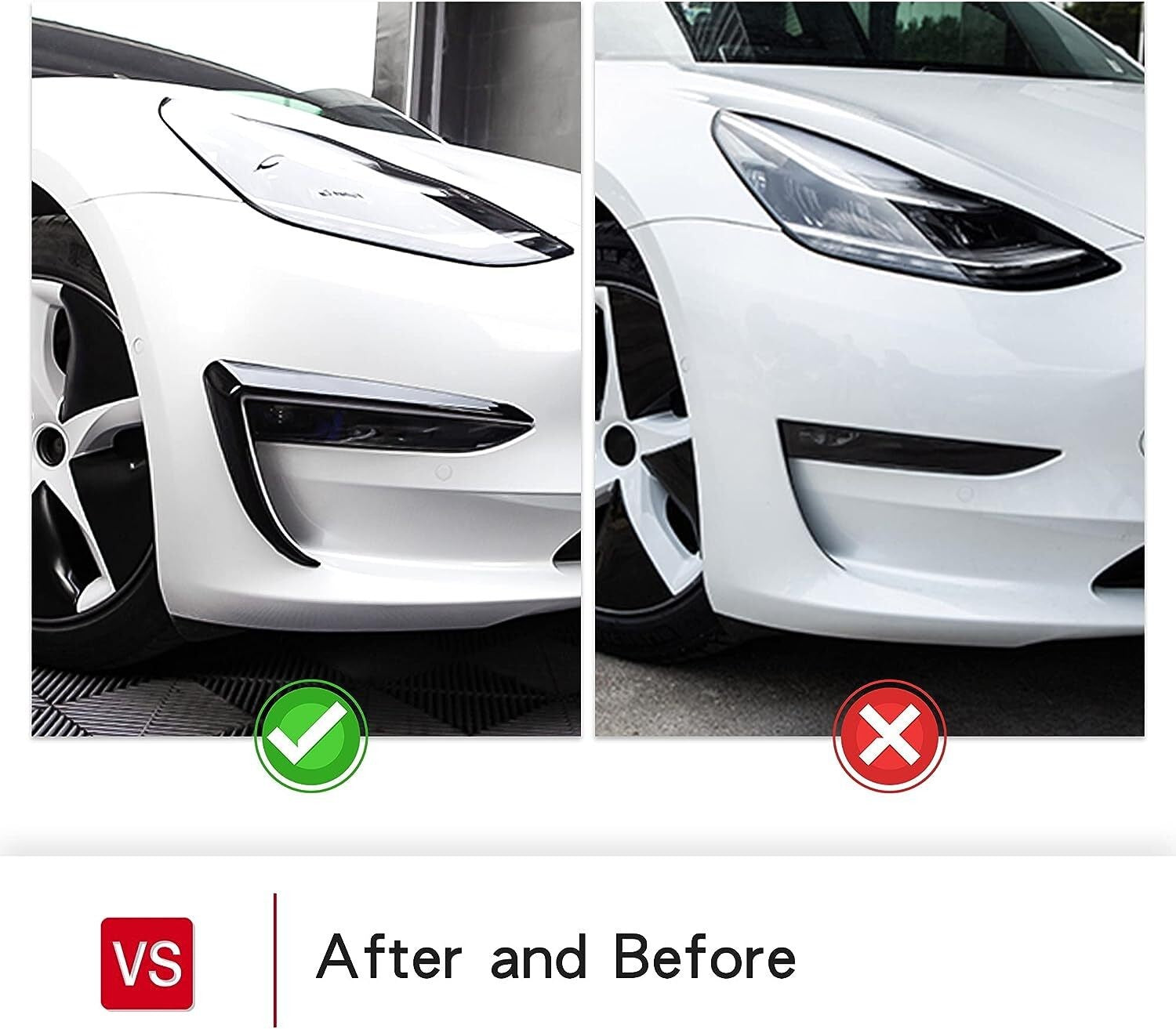Tesla Model 3 Front Fog Light Trim Cover Fog Lamp Frame Blade Eyebrow Spoiler