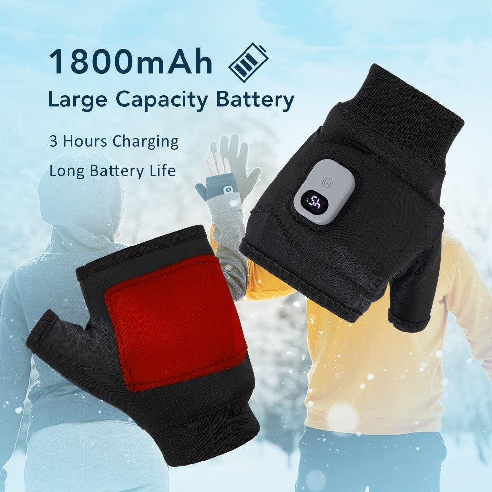 Rechargeable Electric Heated Fingerless Gloves 3 Heating Levels Hand Pain Relief