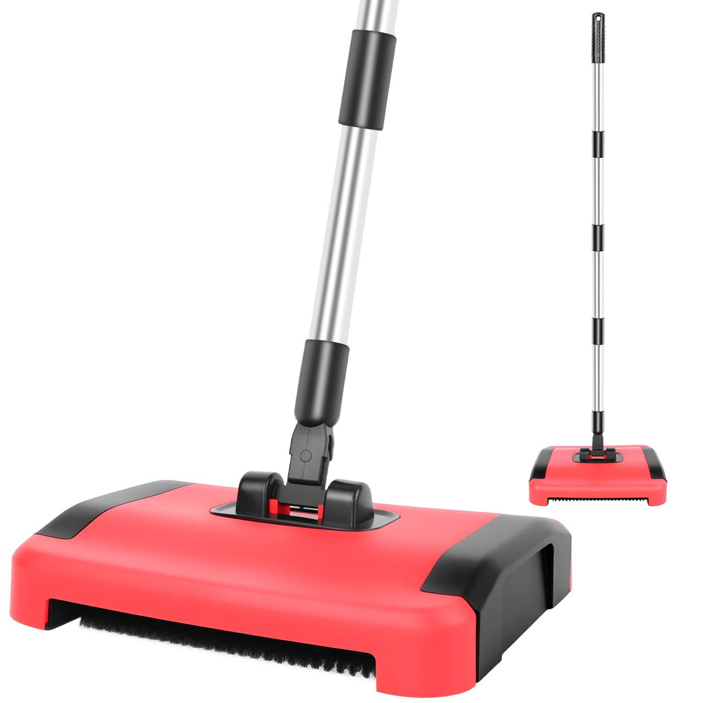 Manual Carpet Sweeper 180° Rotating, No Electricity, Quick Clean Rugs Hardwood