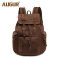 Vintage Leather Canvas Backpack Rucksack Travel Bag Unisex Outdoor Hiking