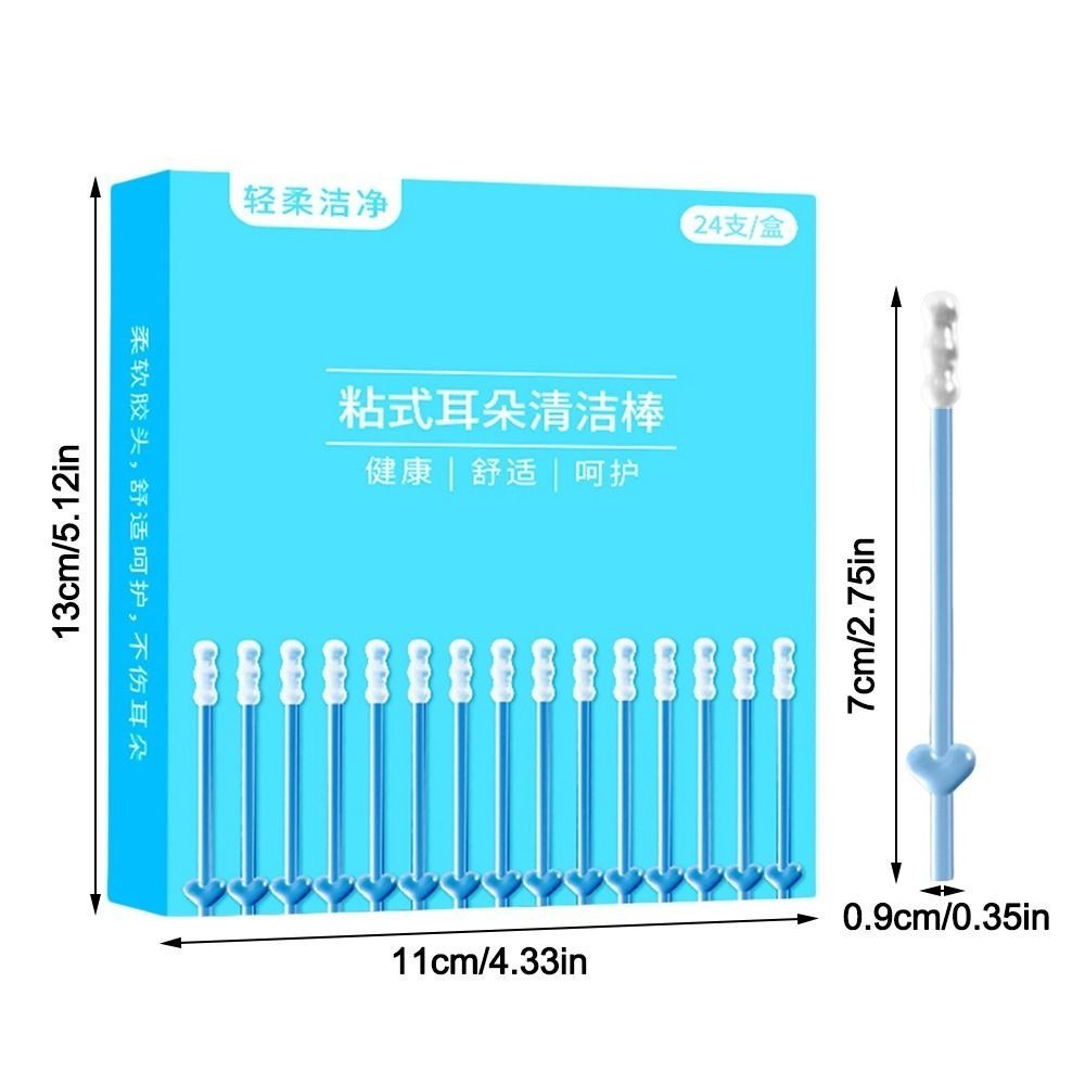 24PCS/Box Ear Cleaner Sticky Ear Swabs Soft Sticky Earwax Remover Stick  Adults