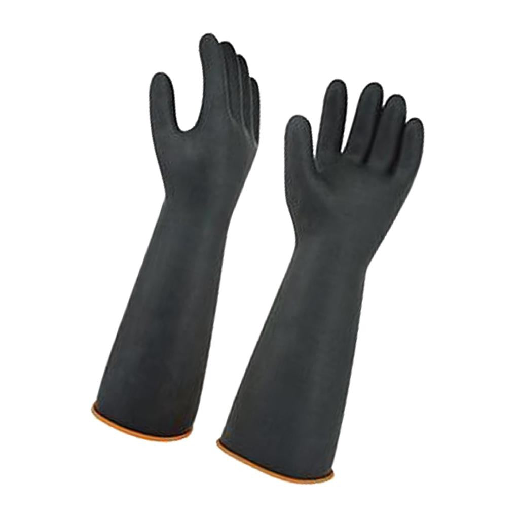 New Black Long Gloves Soft Rubber Arm Gauntlet Safety Waterproof Work Glove