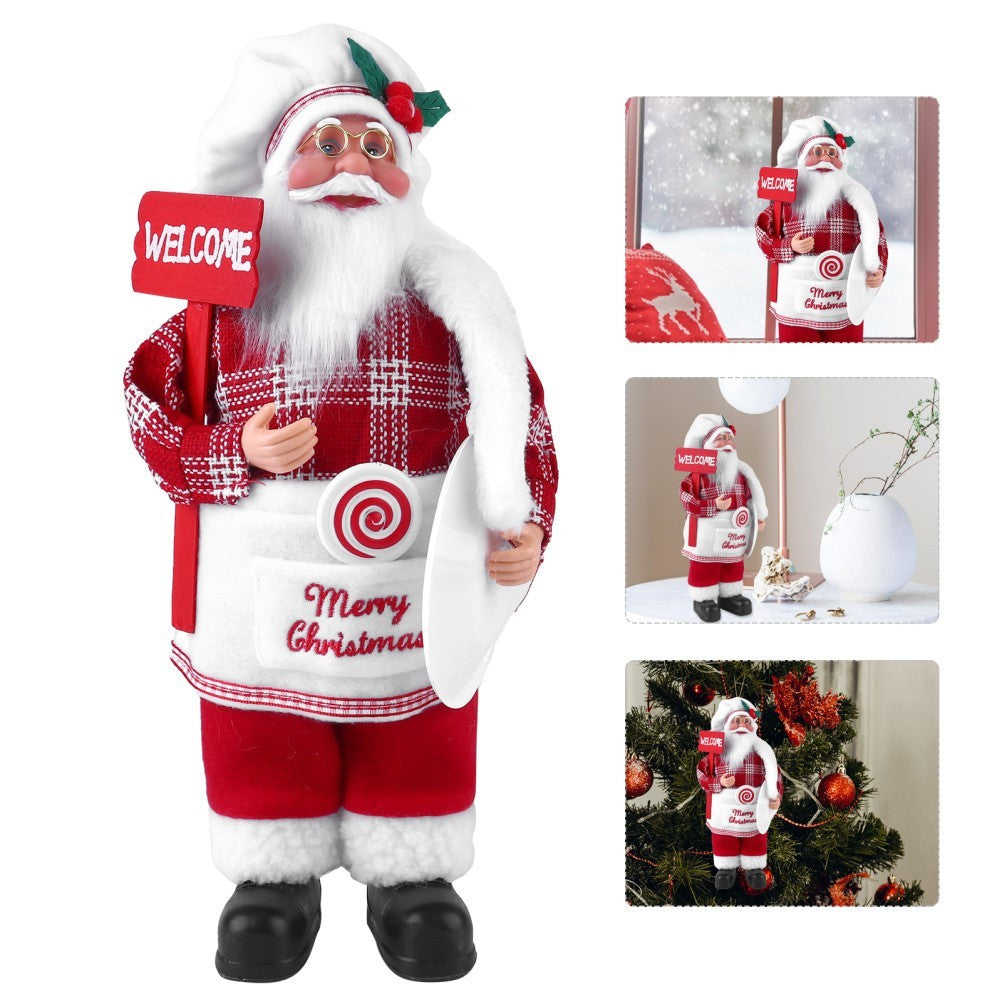 Christmas Santa Fabric Doll Decor Red Xmas Desktop Ornament for Party Decoration
