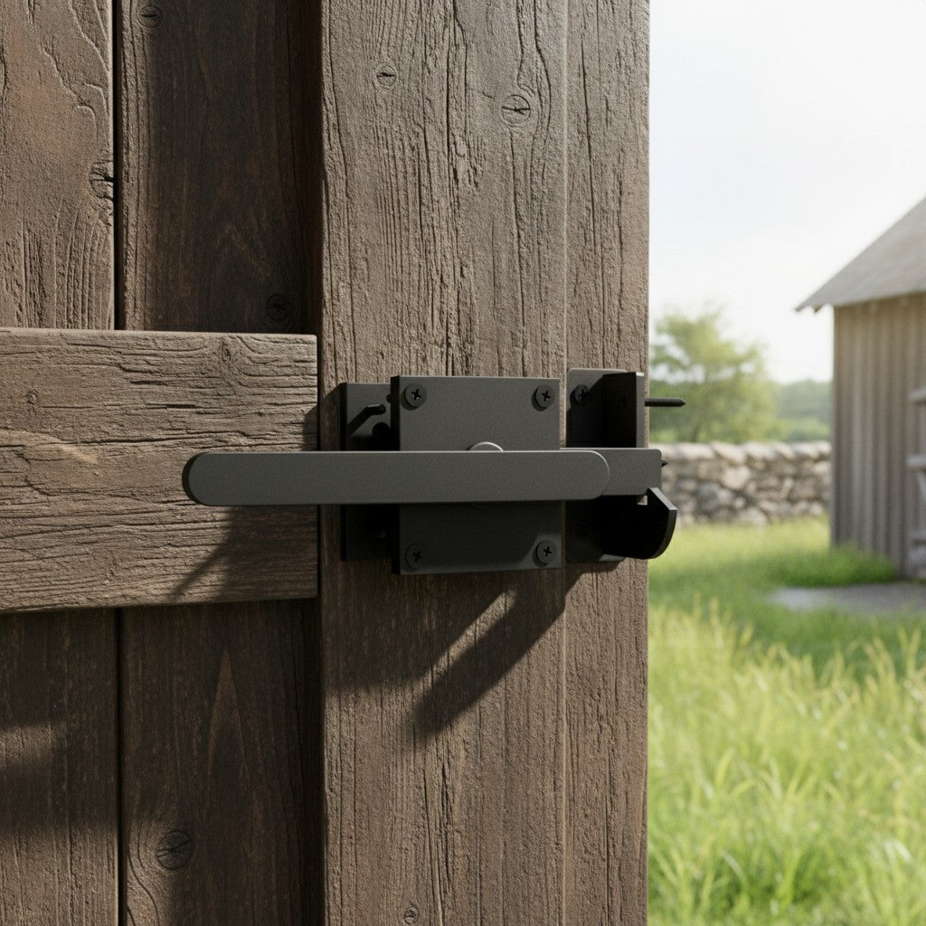 Double Side Gate Latch Black: Heavy Duty Aluminum Garden Gate Latch Sel
