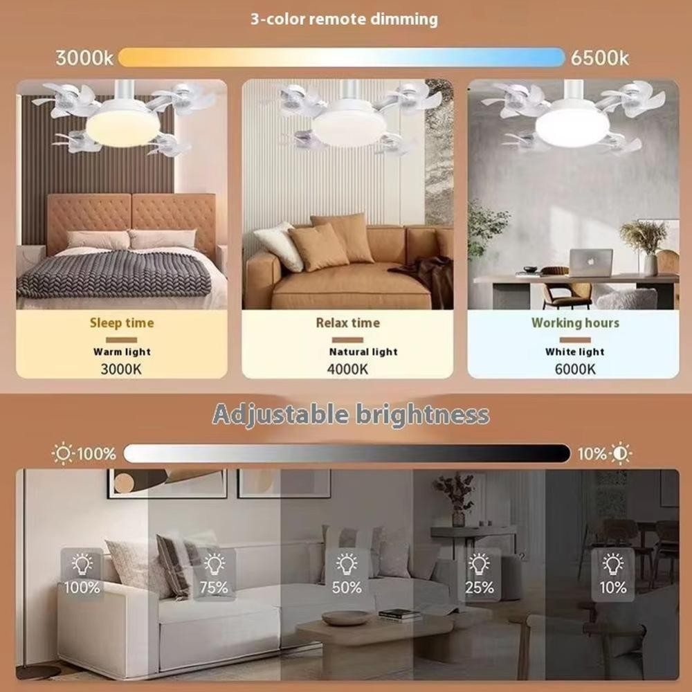 60W LED Ceiling Fan with Light Dimmable E27 Bedroom Living Room Fan Lamp Modern