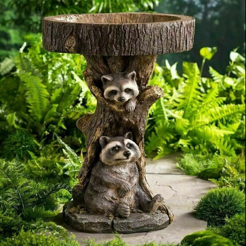 Free Standing Bird Bath & Feeder Pedestal, Outdoor Garden Bird Table Ornament