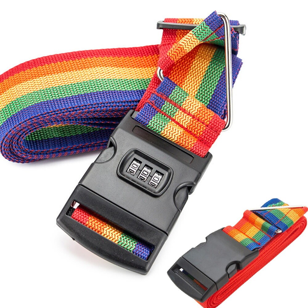 2X Adjustable Coded lock Cross Luggage Belt Strong Extra Safety Travel Straps