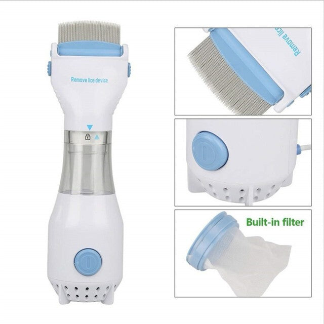 Electric Vacuum Head Nit Anti Lice Comb Brush Pet Dog Flea Filter Remover Tool