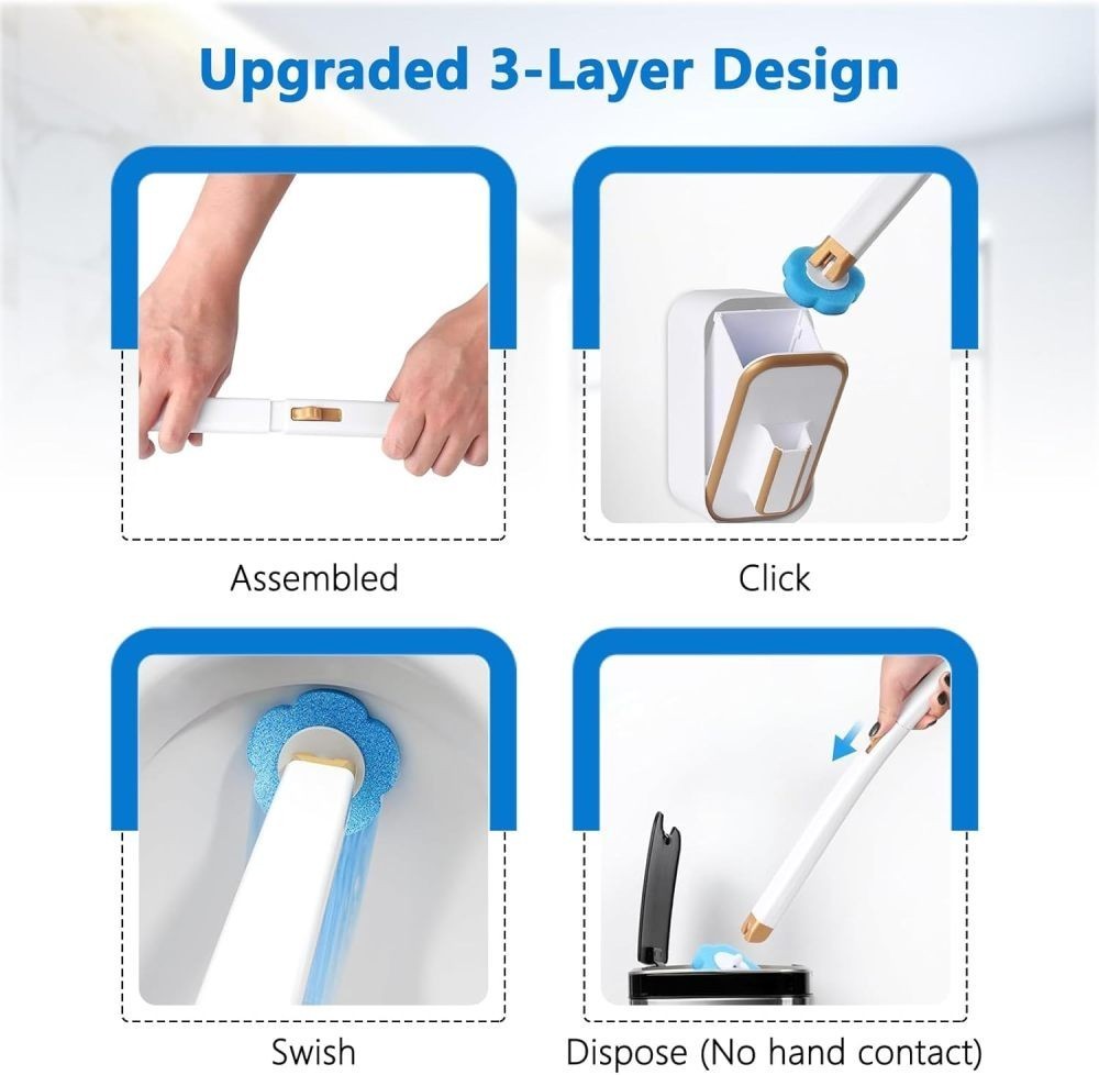 24 Refills Toilet Bowl Cleaning System CleanersDisposable Toilet Brush Set