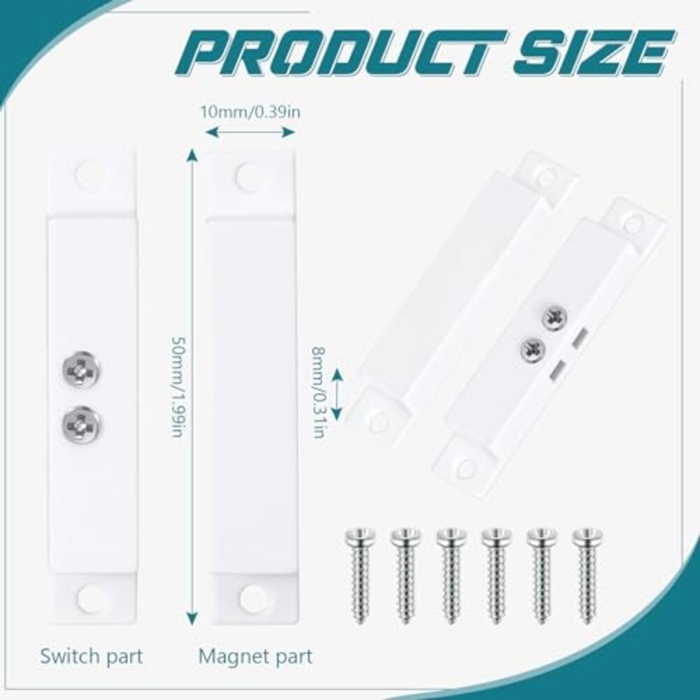 10 Sets Wired Magnetic Reed Switch Door Window Sensors for Security Alarms