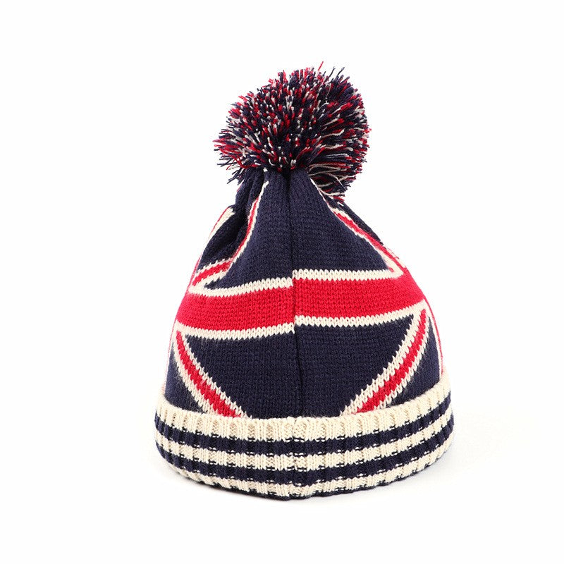 Knitted Woolly Hat Union Jack Unisex Adult Size British Flag Beany Cap UK