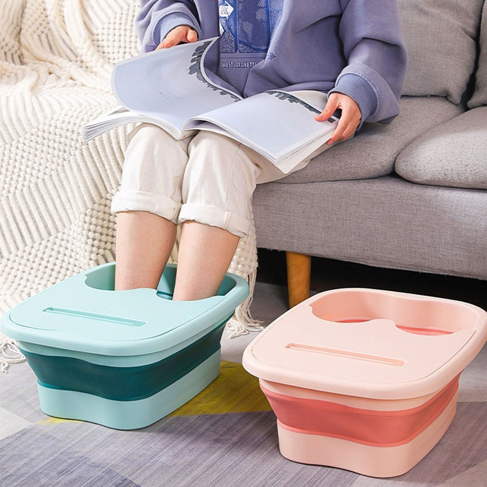 3 Colors Collapsible Foot Spa Bath Bucket Portable Pedicure Soaking Bowl