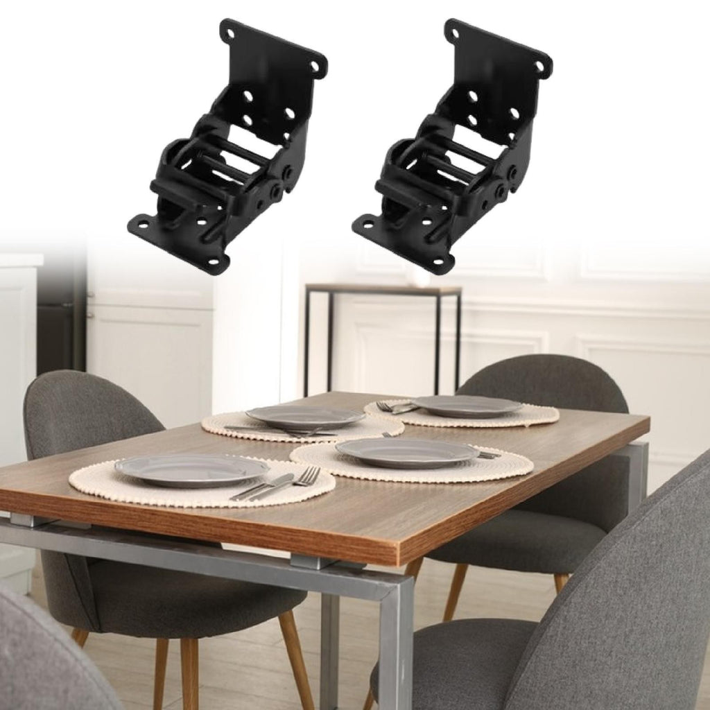 2 Lockable Folding Brackets, Self-Locking Hinges with Screws for Table and Bed