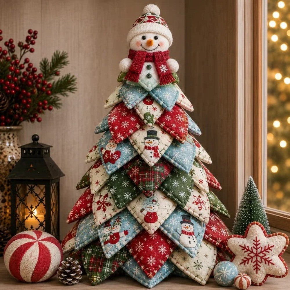 DIY Quilted Christmas Tree Kit Vintage Style Handcraft Fabric Patchwork Tree