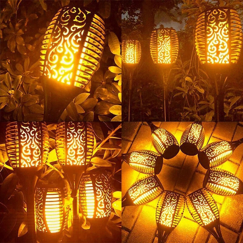 4/8 Pcs Solar Flickering Flame Torch Lights Outdoor Garden Pathway Stake Lamp